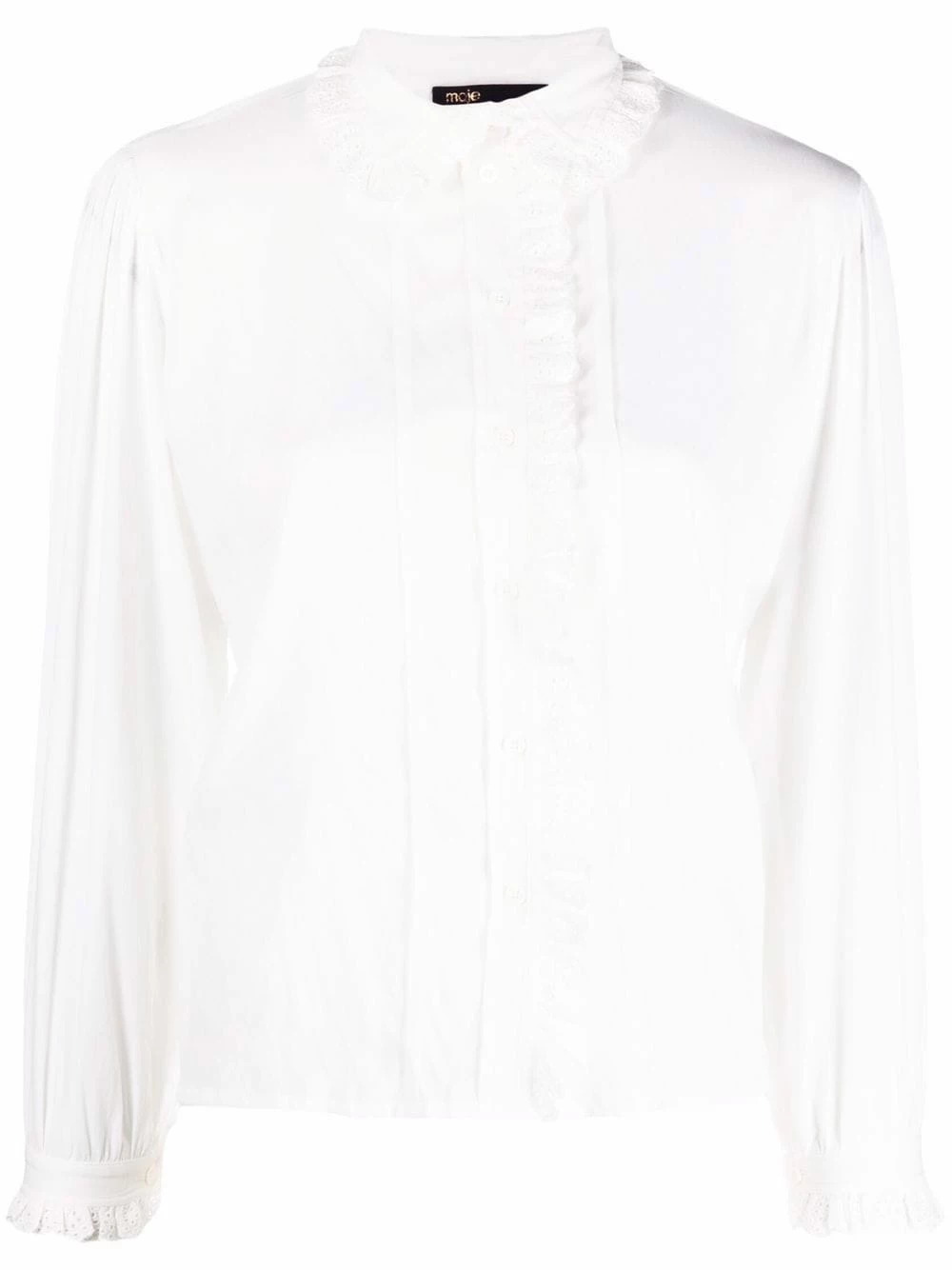 Maje Ruffle trim cotton shirt shirts of women 3 Maje ruffle-trim cotton shirt