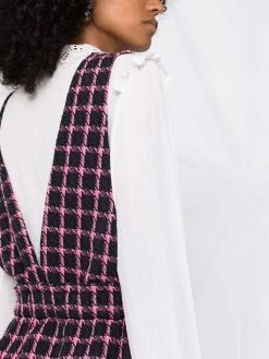 Maje tweed-style check V-neck dress