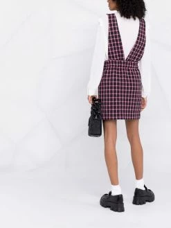 Maje tweed-style check V-neck dress