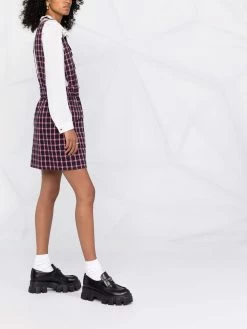 Maje tweed-style check V-neck dress