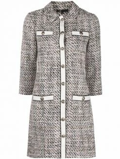 Maje metallic tweed-style button-up dress