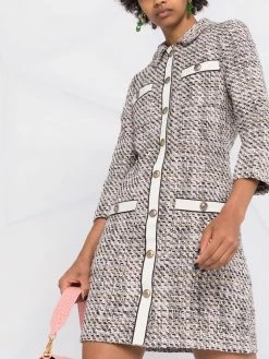 Maje metallic tweed-style button-up dress