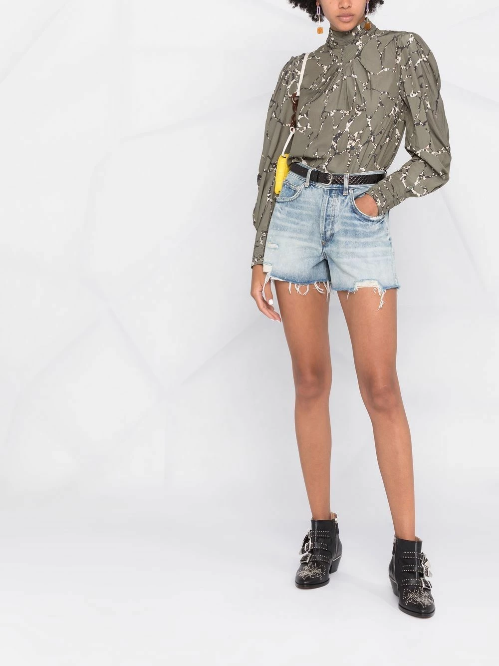 Maje Raw cut denim shorts denim skirts of women 4 Maje raw-cut denim shorts