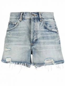 Maje raw-cut denim shorts
