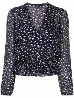 Maje horse print peplum blouse