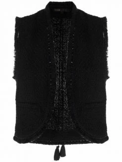 Maje open-front tweed waistcoat