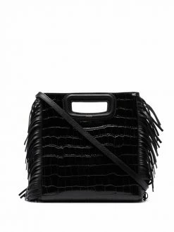 Maje crocodile-embossed leather M bag