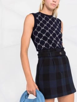 Maje check print straight skirt