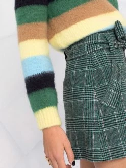 Maje check-pattern belted shorts