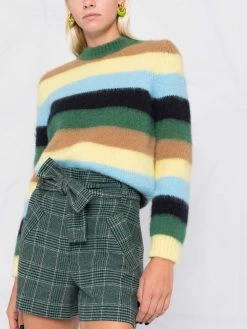 Maje check-pattern belted shorts