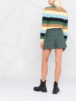 Maje check-pattern belted shorts