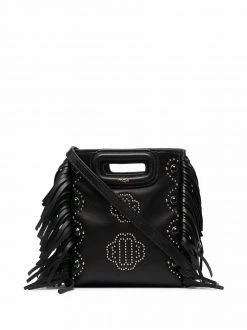 Maje stud-embellished fringed tote bag