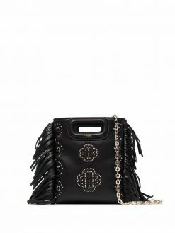 Maje stud-embellished fringed tote bag