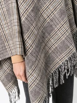 Maje checked fringed cape