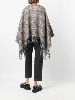 Maje checked fringed cape