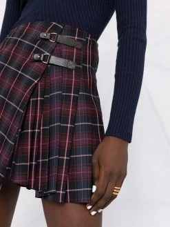 Maje check-print buckled skirt