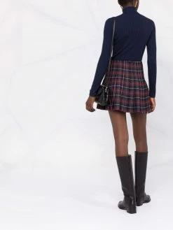 Maje check-print buckled skirt