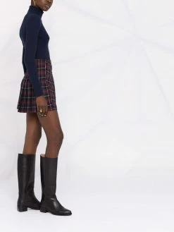 Maje check-print buckled skirt