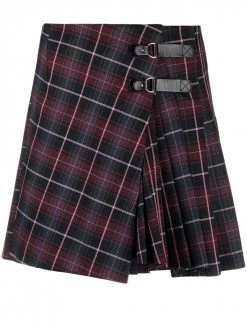 Maje check-print buckled skirt
