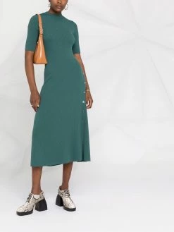 Maje fine ribbed flared dress