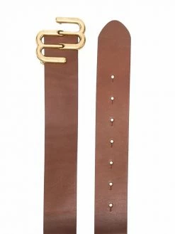 Maje logo-plaque leather belt