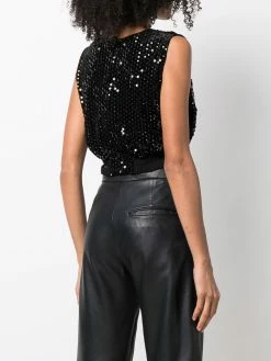 Maje sequin-embellished crop-top