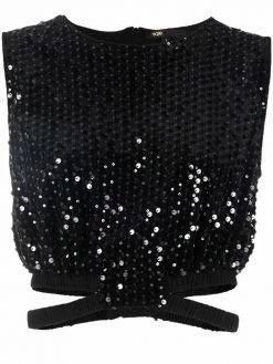Maje sequin-embellished crop-top