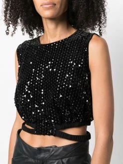 Maje sequin-embellished crop-top
