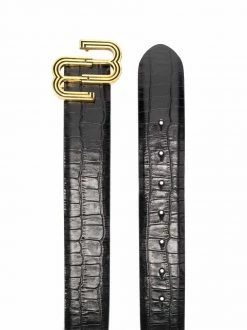 Maje logo-plaque crocodile-effect leather belt