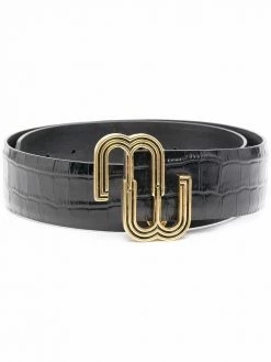 Maje logo-plaque crocodile-effect leather belt