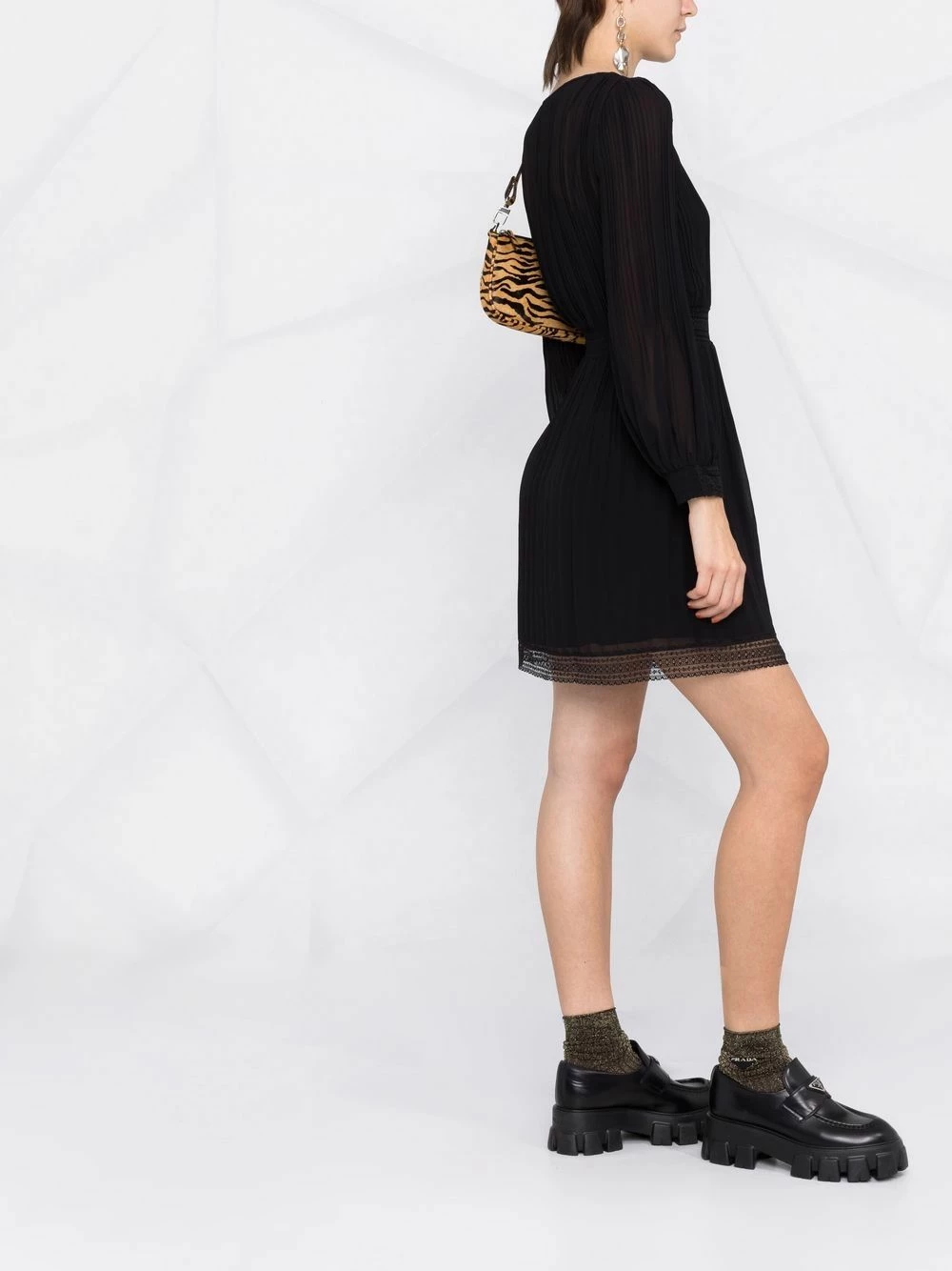 Maje Lace trim pleated minidress day dresses of women 6 Maje lace trim pleated minidress