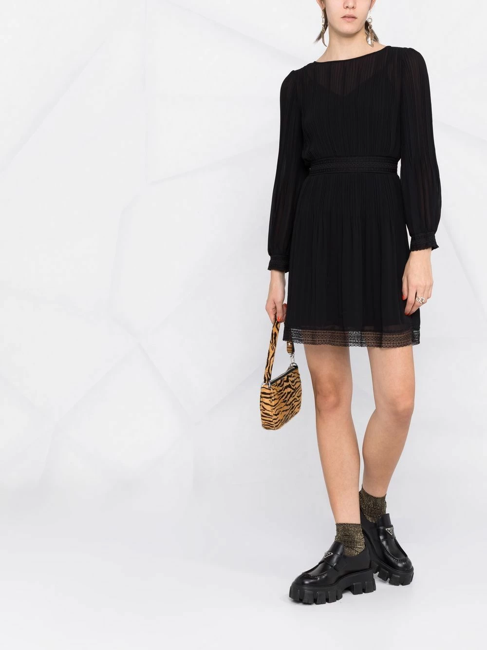 Maje Lace trim pleated minidress day dresses of women 4 Maje lace trim pleated minidress