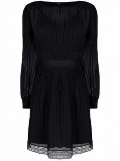 Maje lace trim pleated minidress