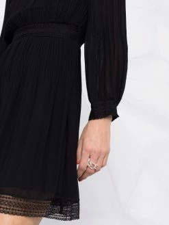 Maje Lace trim pleated minidress day dresses of women 10 Maje lace trim pleated minidress