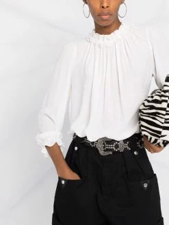 Maje ruffle-trim cotton blouse