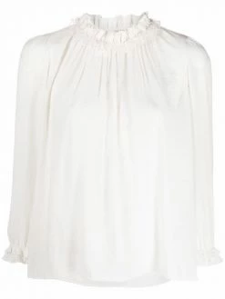 Maje ruffle-trim cotton blouse