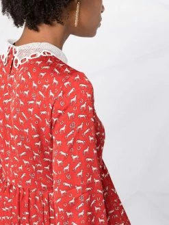 Maje horse-print pleated dress