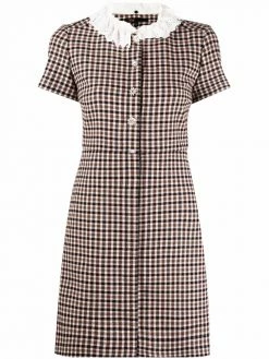 Maje Online 26 Maje check pattern shift dresss