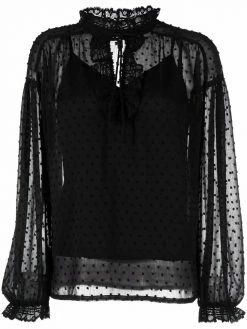 Maje Liana frilled-neck blouse