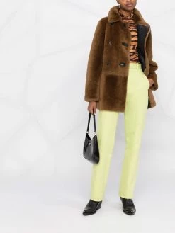 Maje Gaban reversible leather and faux-fur jacket