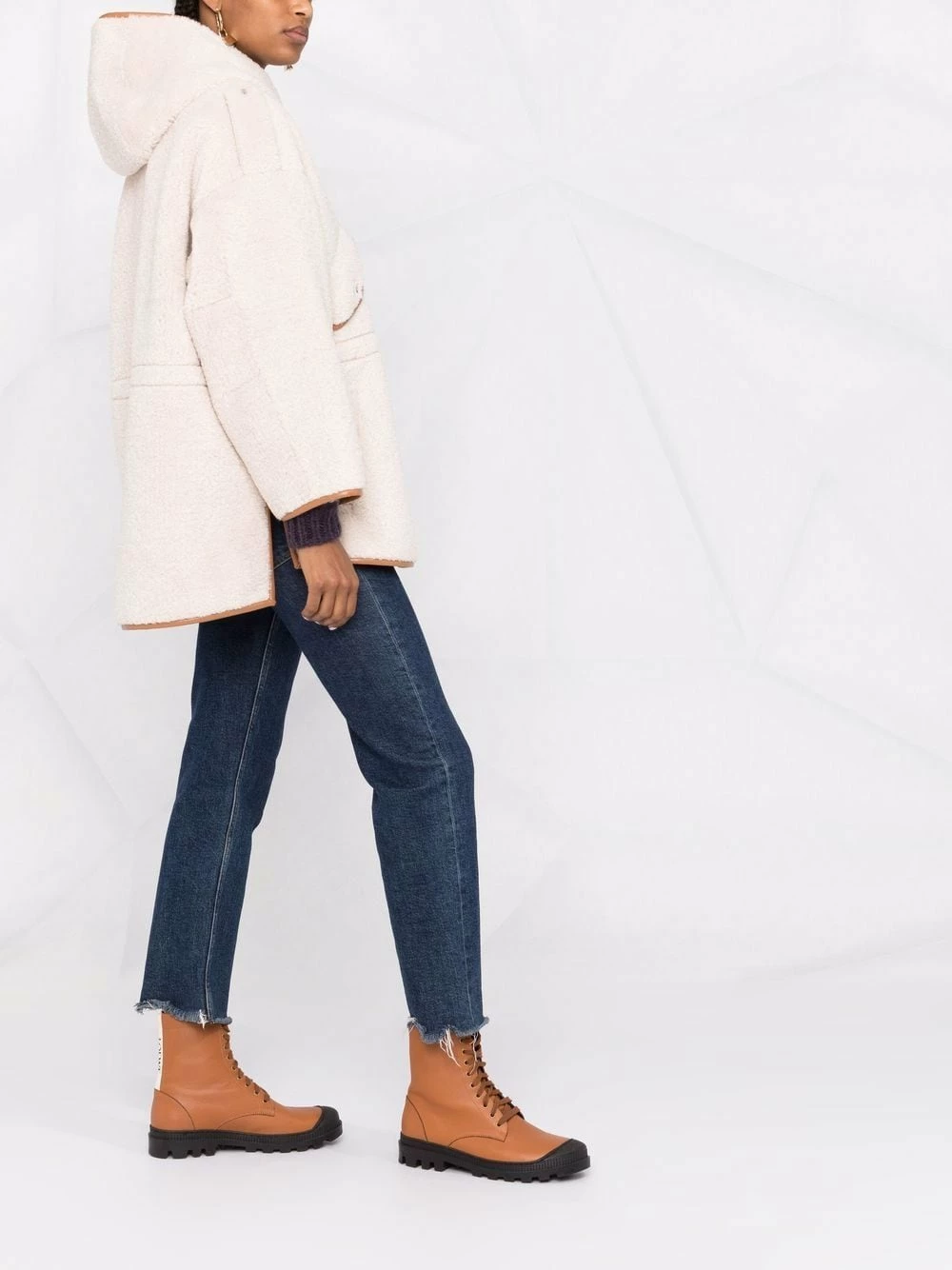 Maje Contrasting edge hooded shearling coat faux fur & shearling coats of women 8 Maje contrasting edge hooded shearling coat