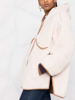 Maje Contrasting edge hooded shearling coat faux fur & shearling coats of women 12 Maje contrasting edge hooded shearling coat