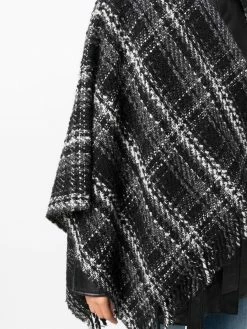 Maje plaid knitted cape