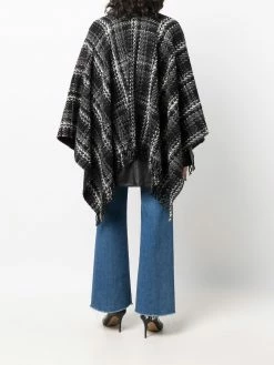 Maje plaid knitted cape