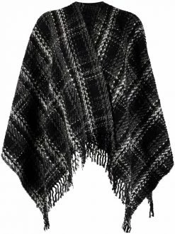 Maje plaid knitted cape