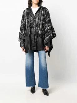 Maje plaid knitted cape