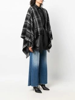 Maje plaid knitted cape