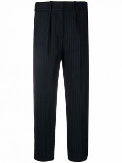 Maje pinstripe pleated crop-leg trousers