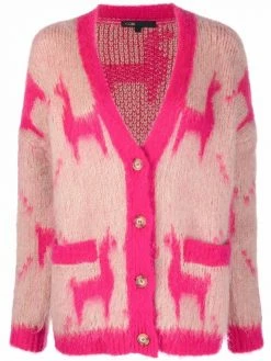 Maje alpaca-pattern knitted cardigan