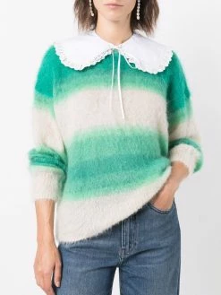 Maje oversize lace-trim collar